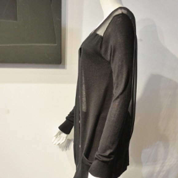 VTG Black Chiffon Back Tunique Cardi - Picture 4 of 9